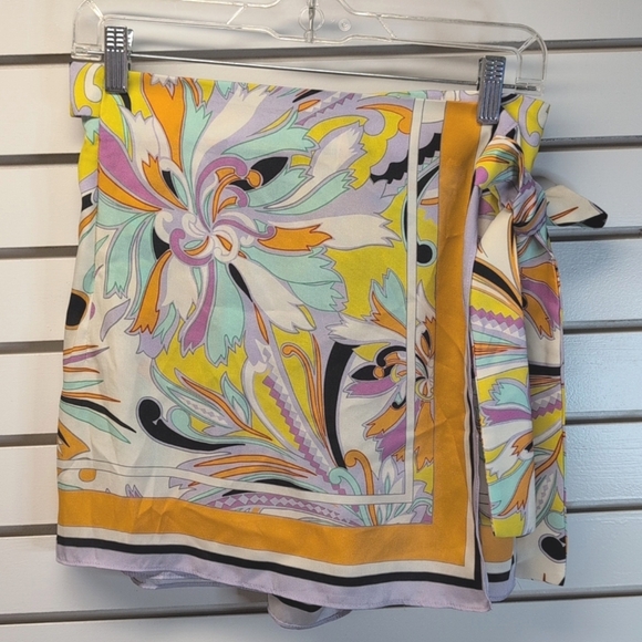 Zara Boho Abstract Printed Wrap Skort Size Small NWT - Picture 3 of 8